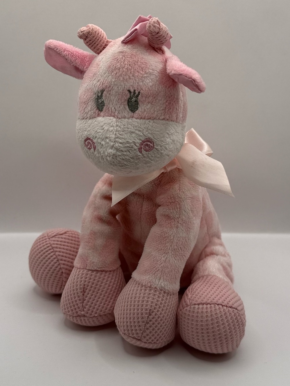 First and Main Toy Jingles Pink Giraffe Stuffed Animal Plush 9” Lovey Toy Rattle